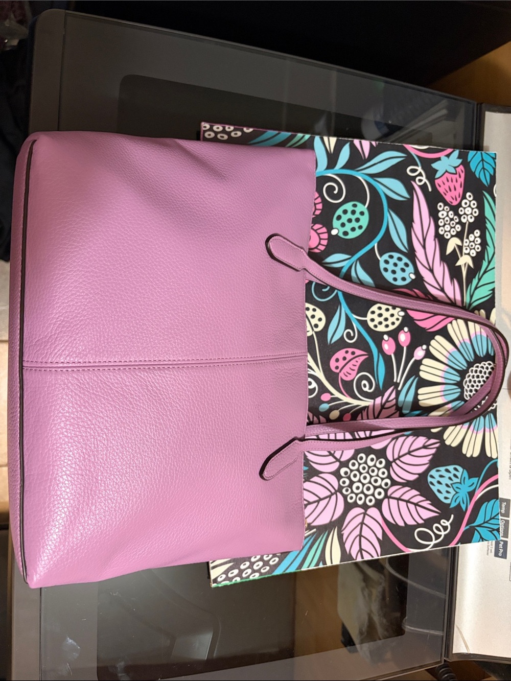 Coach Lilac Pebble Leather Tote with Double Shoulder Straps - Picture 3 of 5